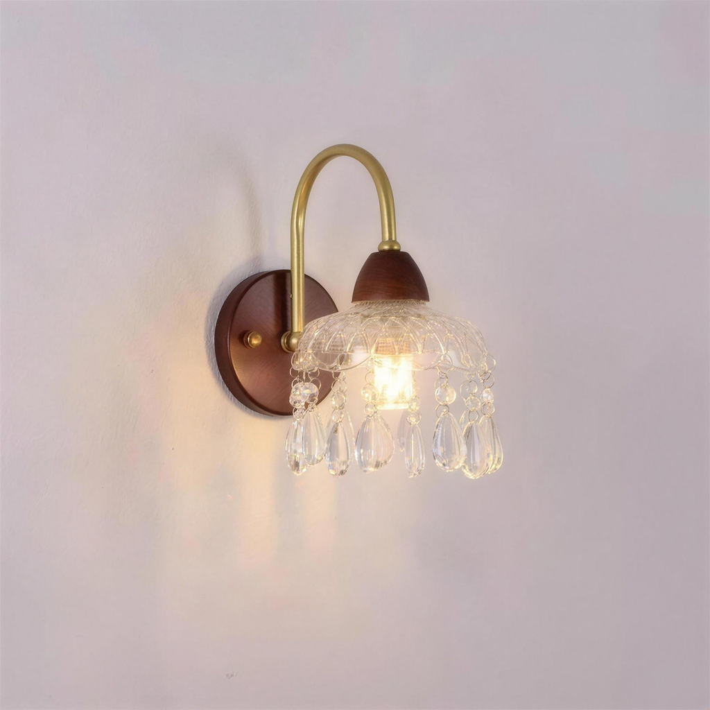 Applique cuivre verre opalin globe cristal