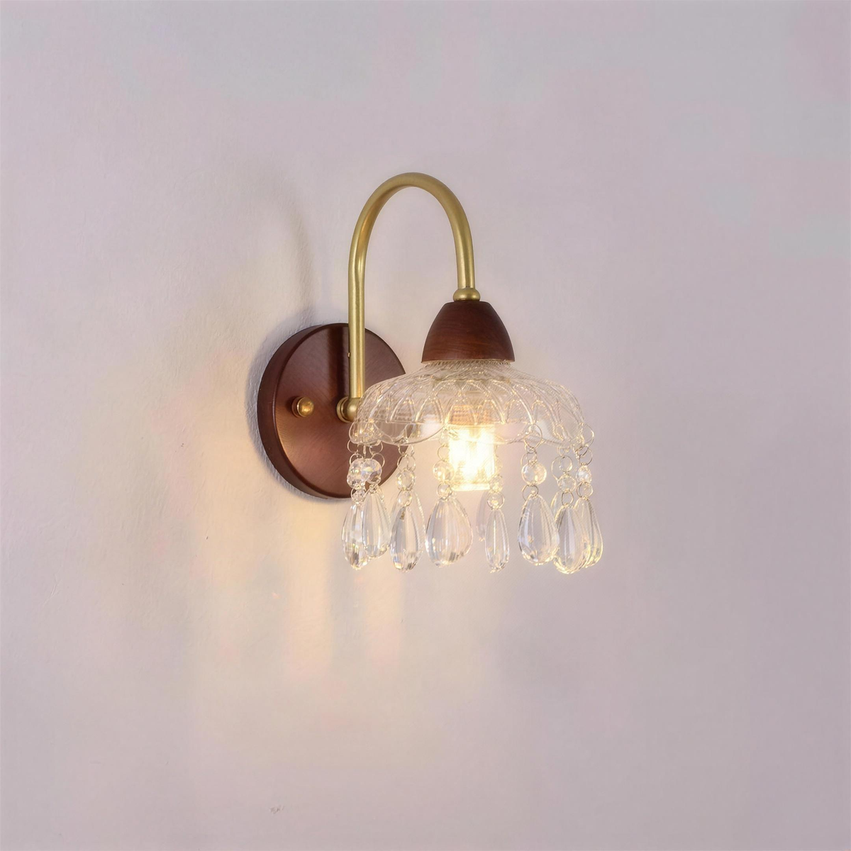 Applique cuivre verre opalin globe cristal