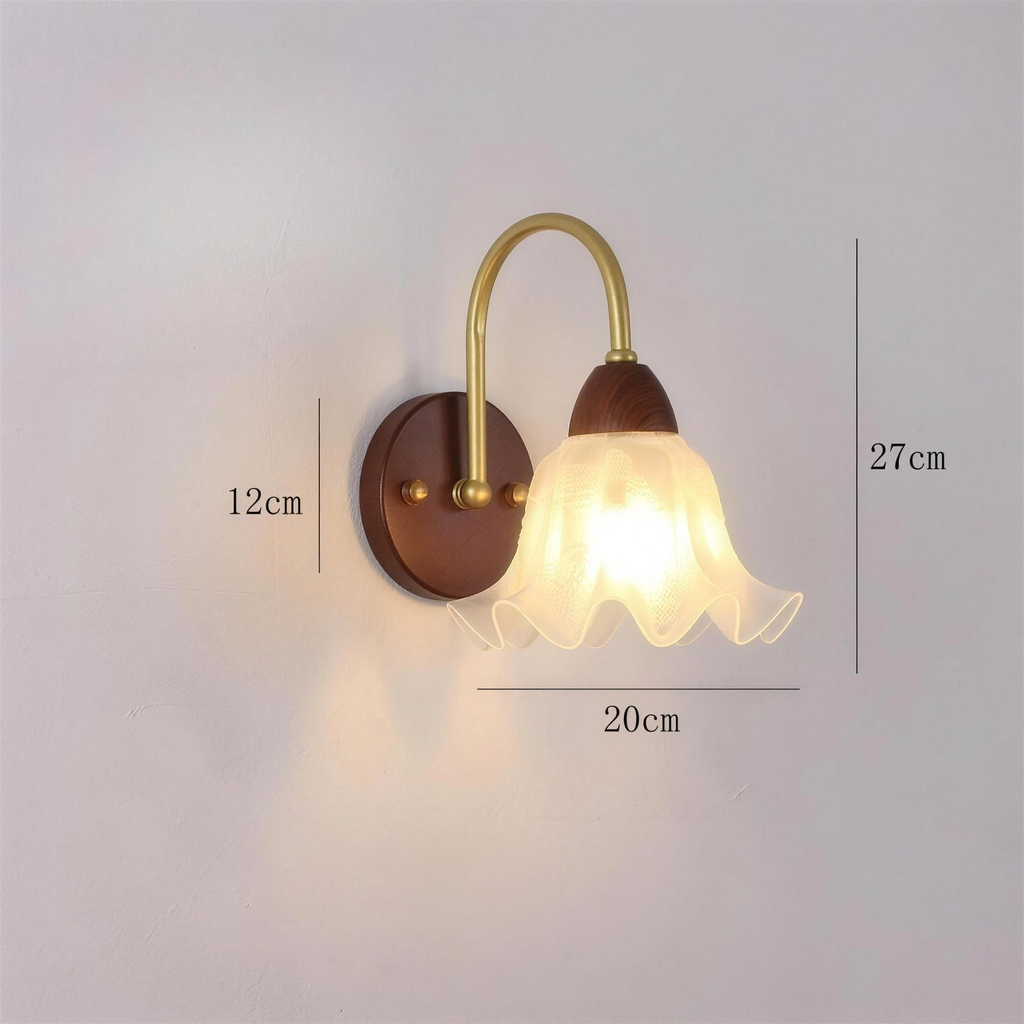 Applique cuivre verre opalin modele fleur