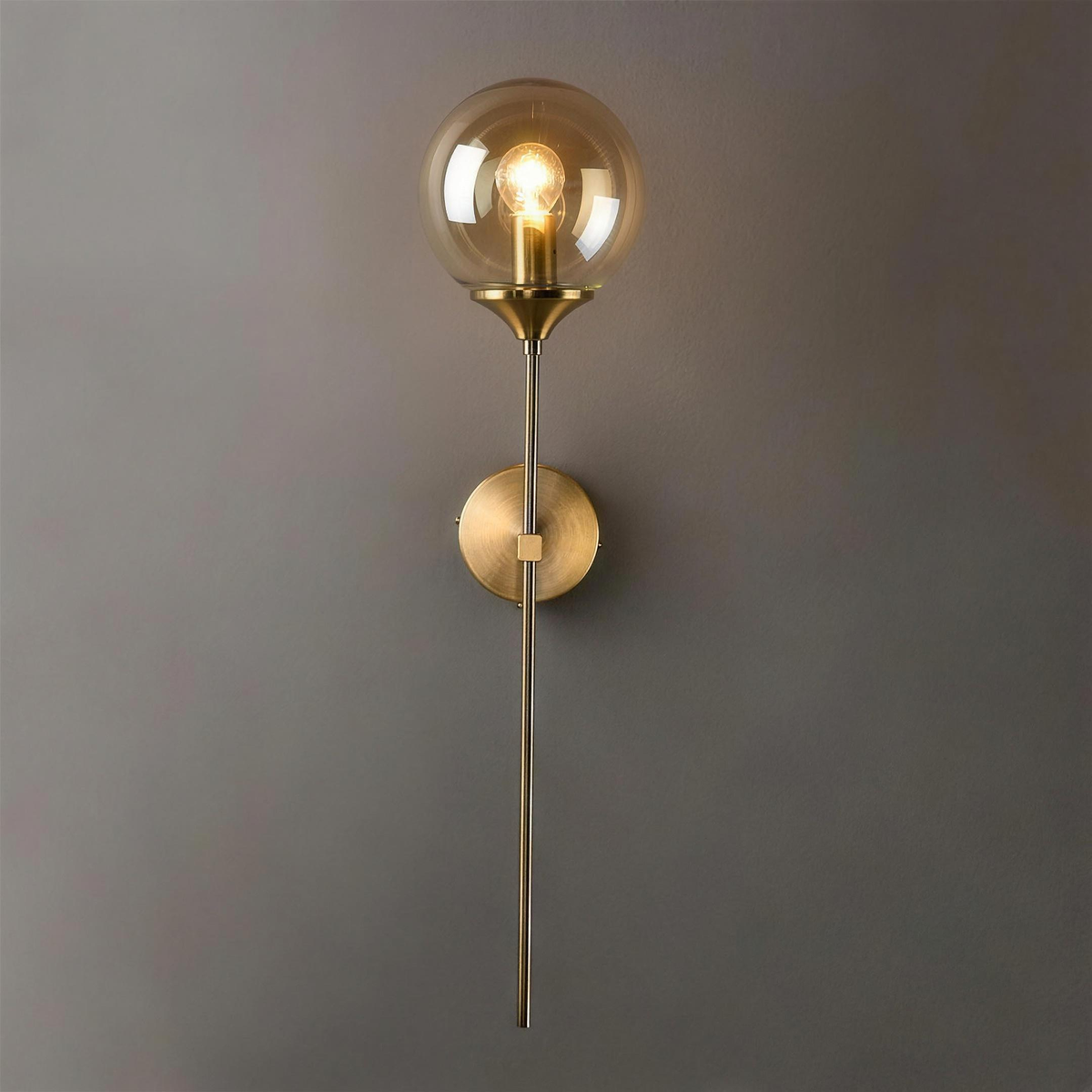 Applique verre ambre tige doree