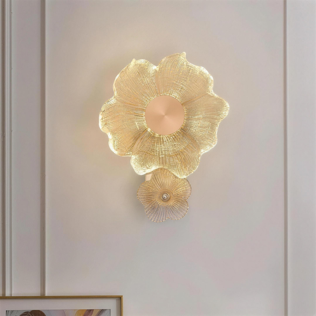 Applique cristal fleur creme doree