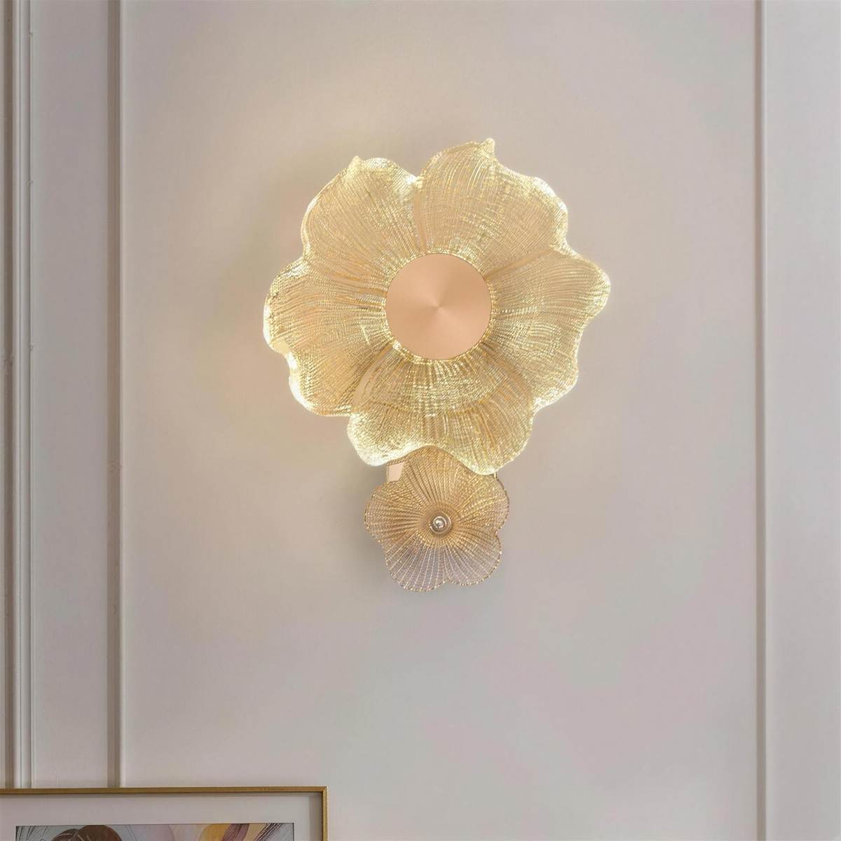 Applique cristal fleur creme doree