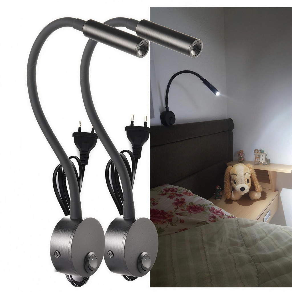Applique liseuse LED bras flexible paire