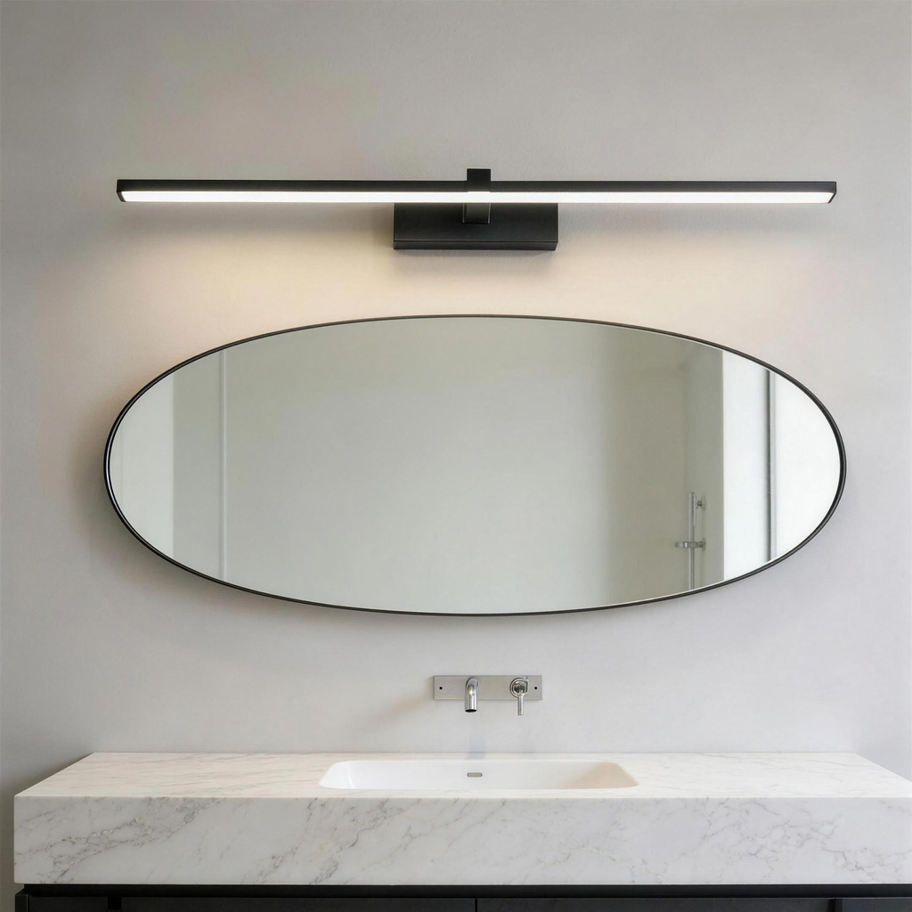 Applique miroir LED noire miroir ovale 2K