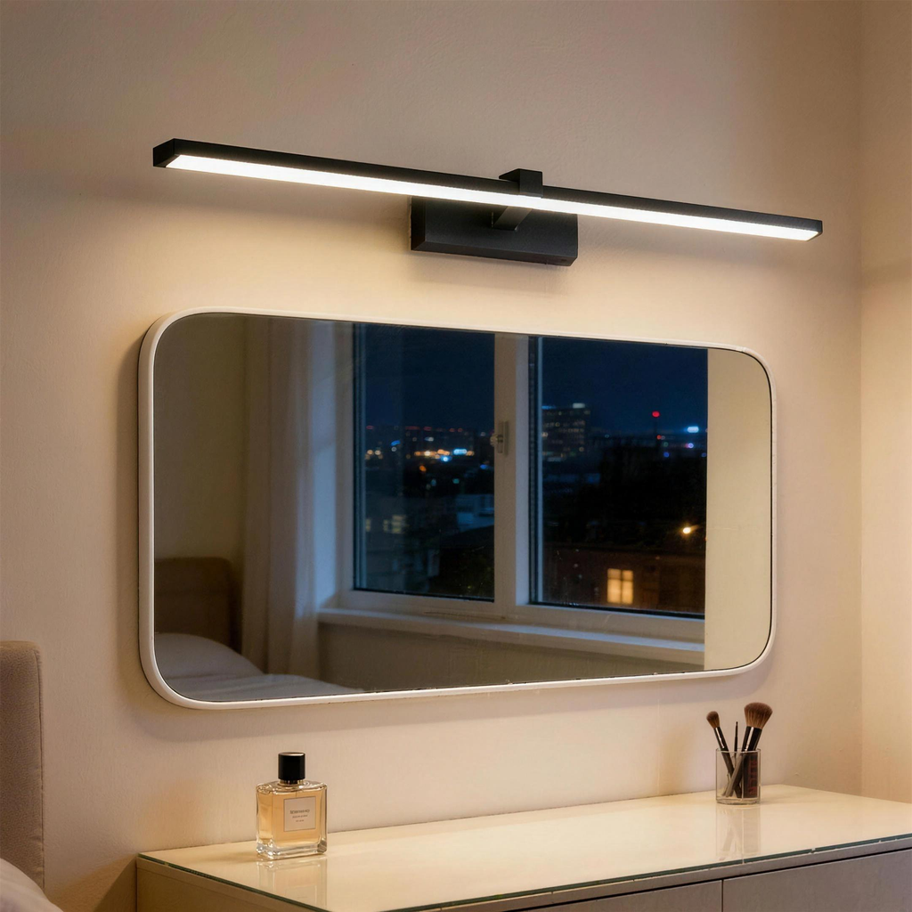 Applique miroir LED noire ambiance chambre 2K