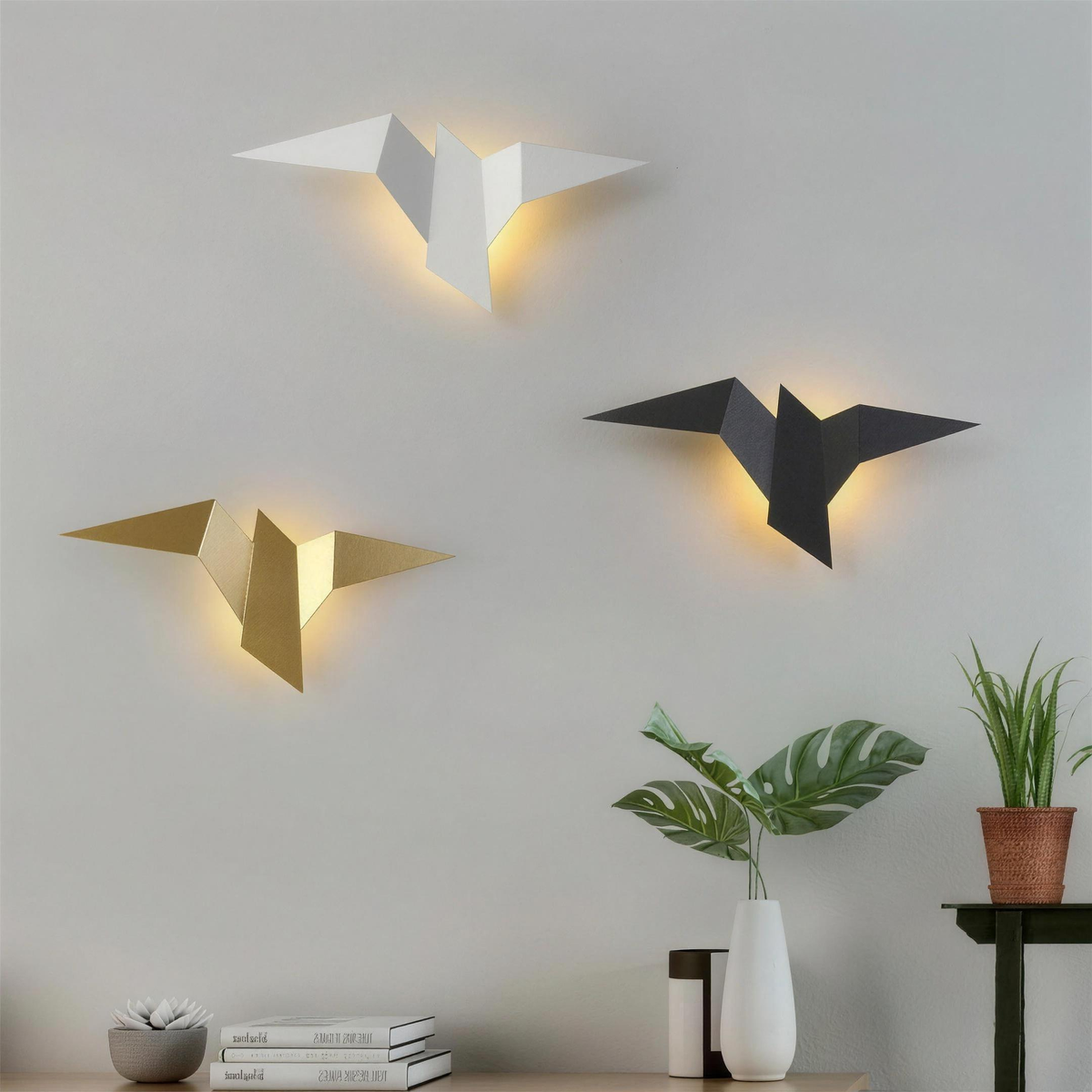 Oiseaux LED composition murale nordique 2K