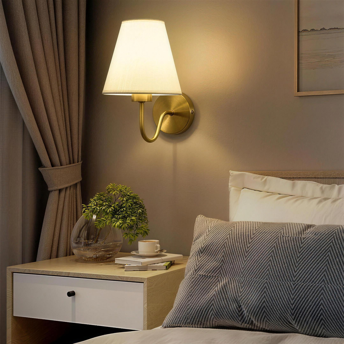 Applique abat-jour tissu chambre ambiance 2K