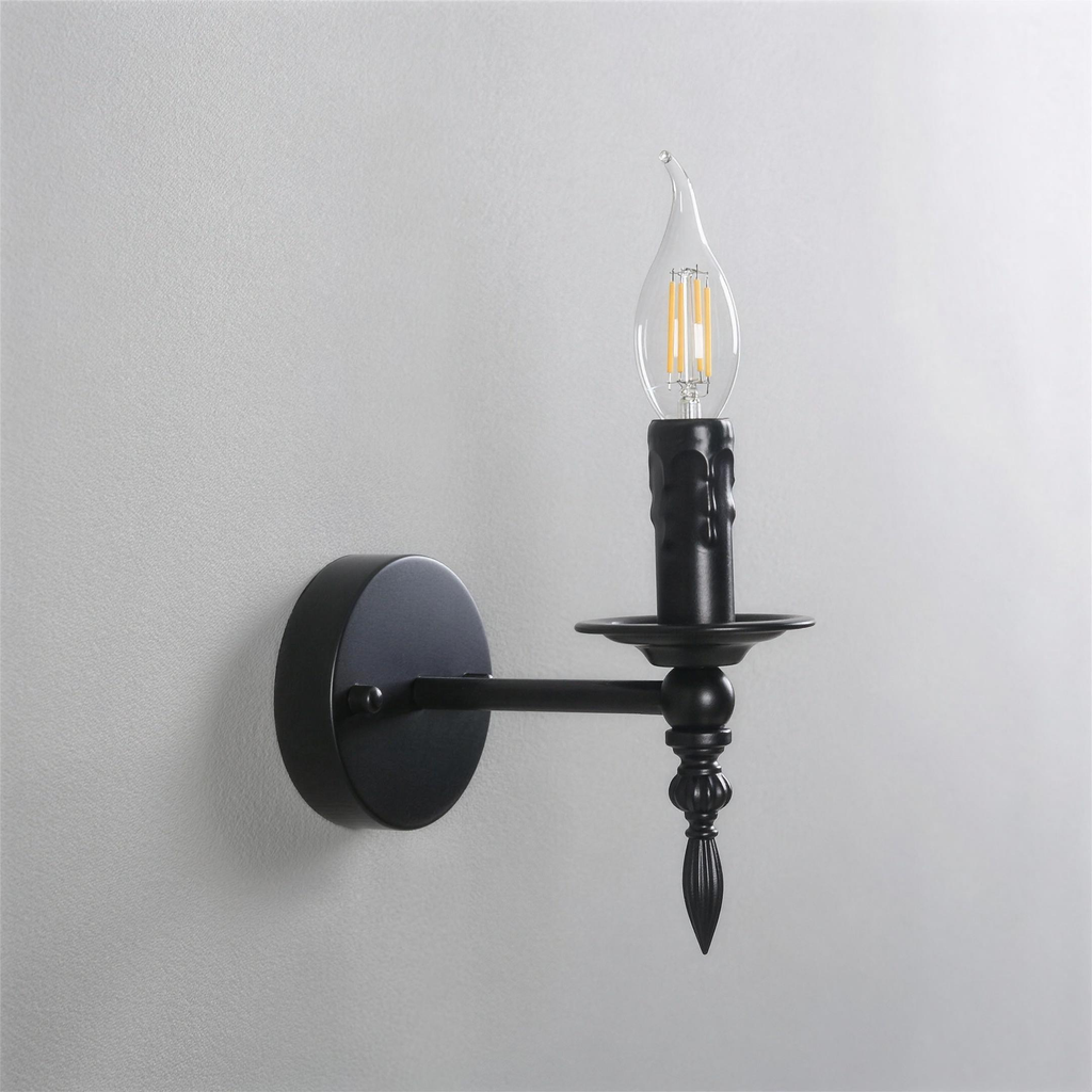 Applique chandelier fer noir ampoule filament 2K