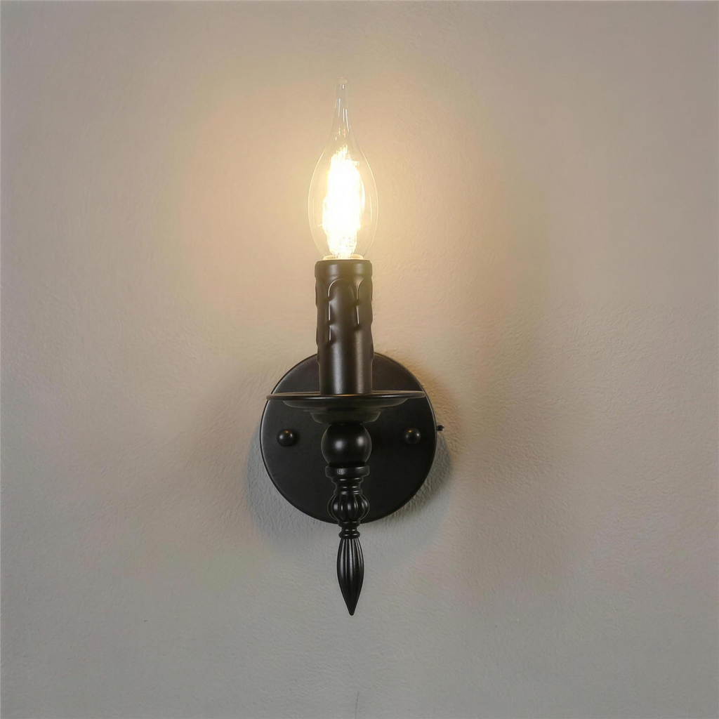 Applique chandelier fer noir allumée ambiance 2K