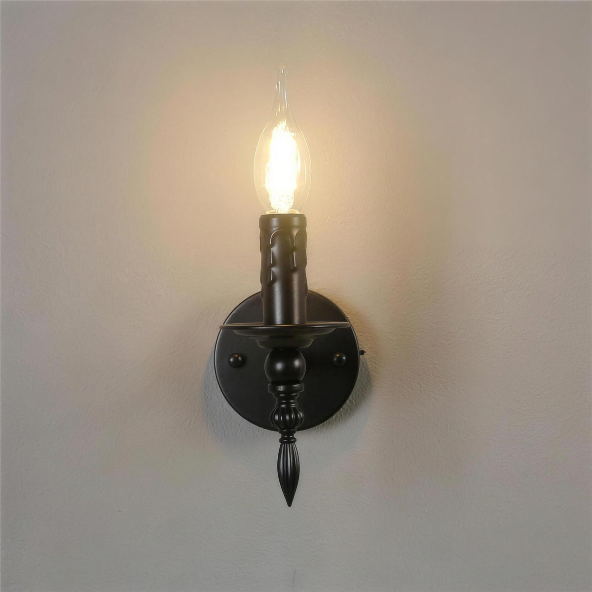 Applique chandelier fer noir allumée ambiance 2K