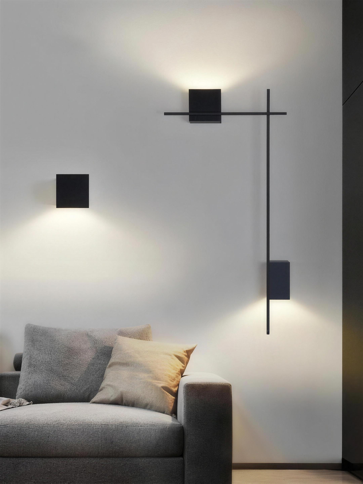 Applique linéaire cubes salon canapé 2K