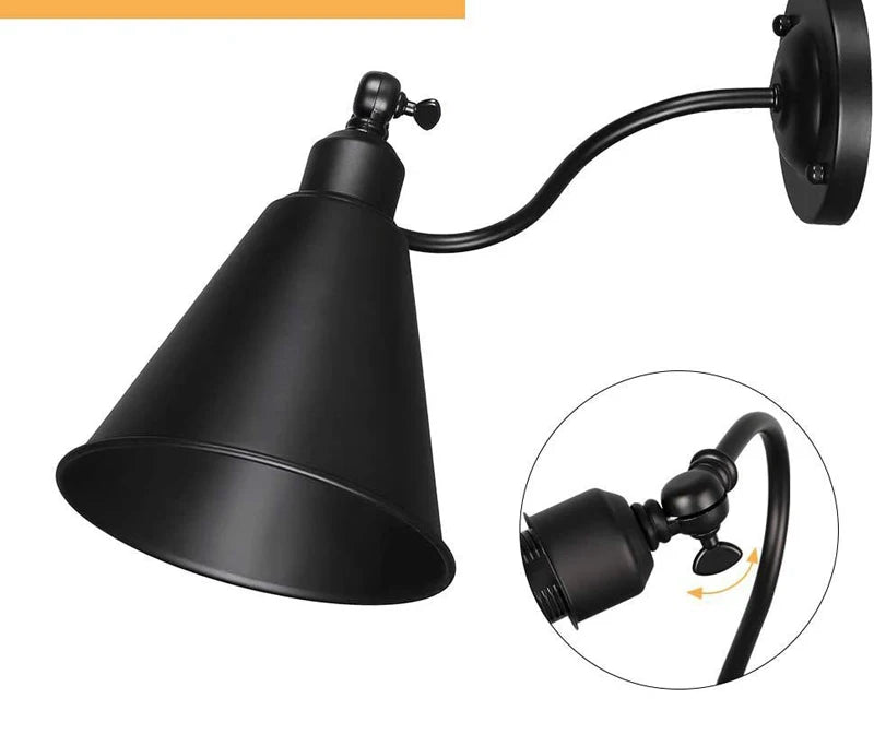 Applique fer noir tete orientable 180 degres